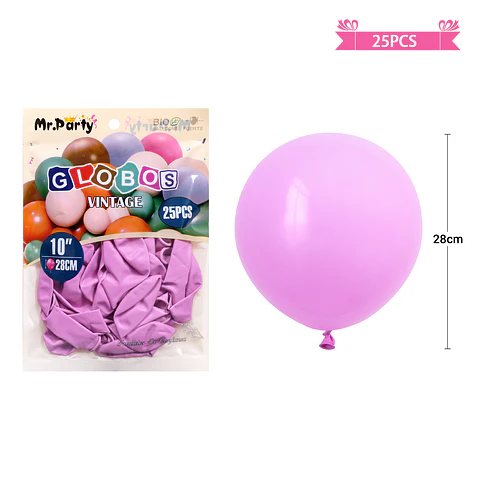 Globos vintage retro de látex lila 28cm 25pcs