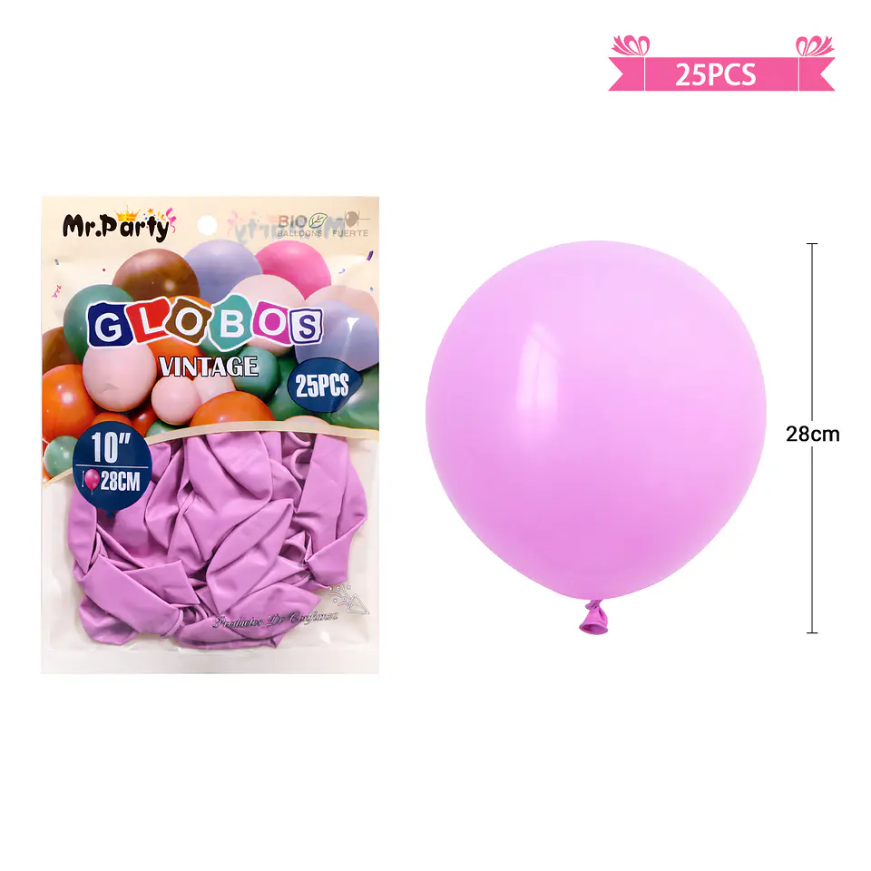 Globos vintage retro de látex lila 28cm 25pcs 1