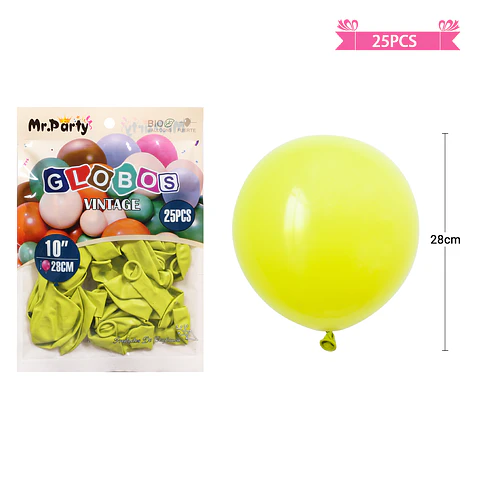 Globos vintage retro de látex verde claro 28cm 25pcs