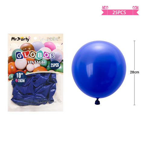 Globos vintage retro de látex azul klein 28cm 25pcs