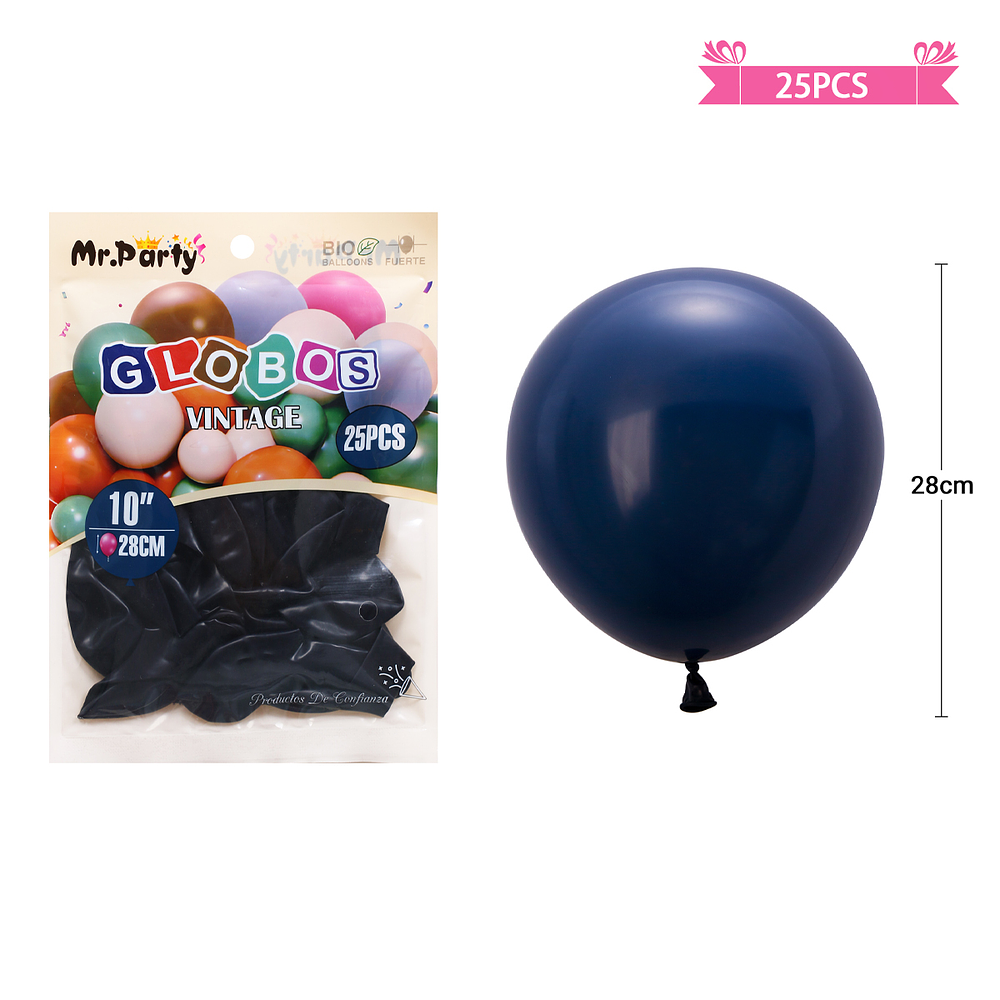 Globos vintage retro de látex azul oscuro 28cm 25pcs