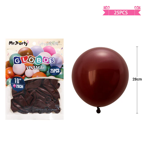 Globos vintage retro de látex rojo vino 28cm 25pcs
