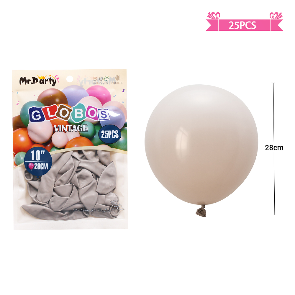 Globos vintage retro de látex blanco gris 28cm 25pcs