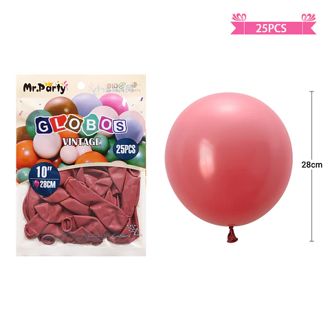 Globos vintage retro de látex rosado 28cm 25pcs