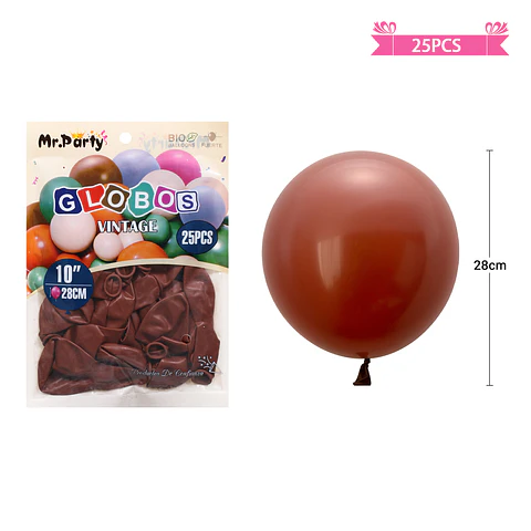 Globos vintage retro de látex marrón 28cm 25pcs