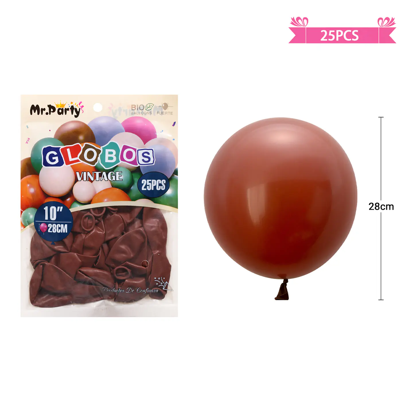 Globos vintage retro de látex marrón 28cm 25pcs 1
