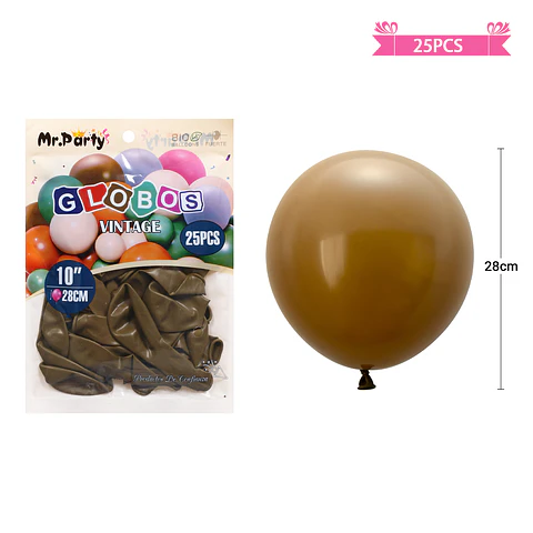 Globos vintage retro de látex color caqui 28cm 25pcs