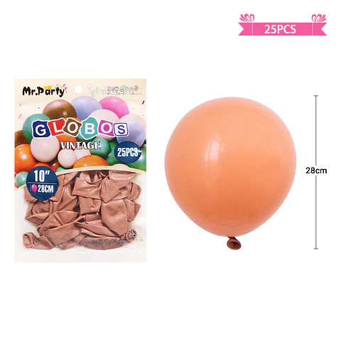 Globos vintage retro de látex marrón cameo 28cm 25pcs