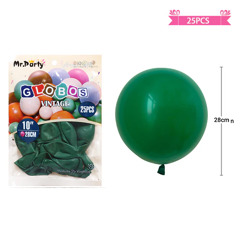 Globos vintage retro de látex verde oscuro 28cm 25pcs