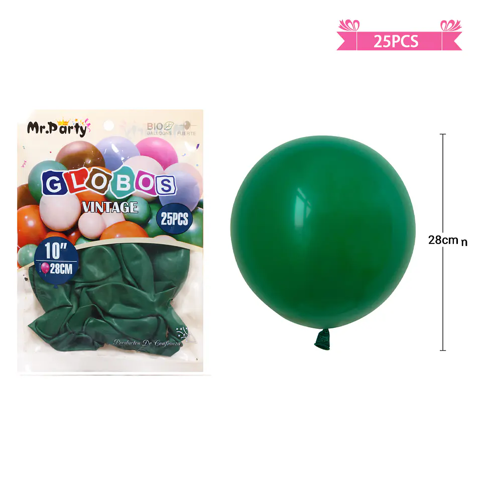 Globos vintage retro de látex verde oscuro 28cm 25pcs 1