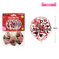 Globos de látex con confetti redondo rojo feliz cumpleaños 30cm 3pcs - Miniatura 2
