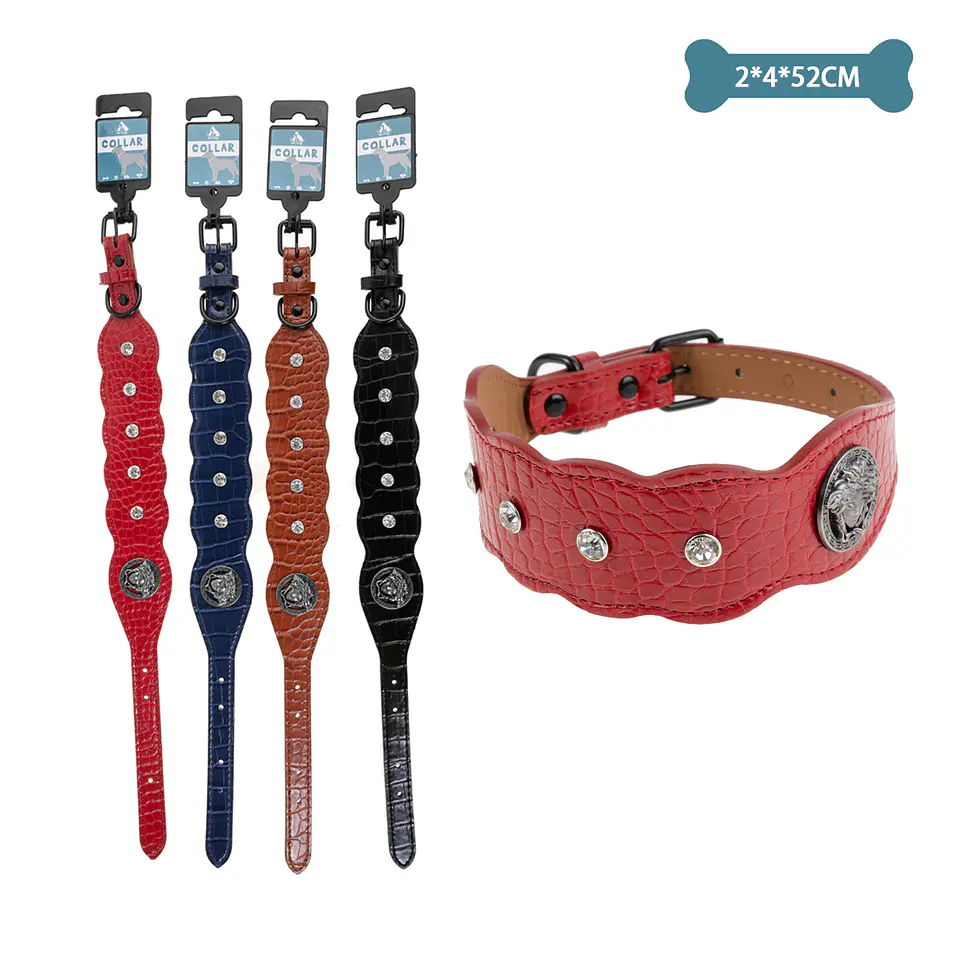 Collar PU con diamantes Color Aleatorio 2.0*4.0*52cm 12pcs 1