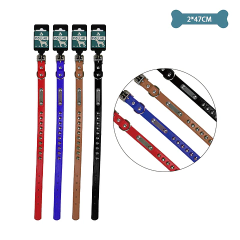 Collar PU con tachuelas Color Aleatorio 2.0*47cm 12pcs