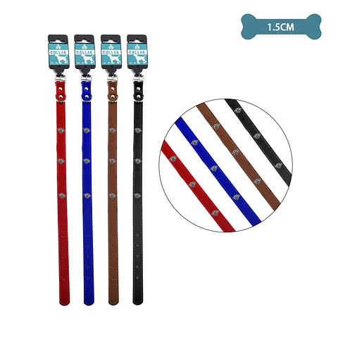 Collar PU con tachuelas de huella Color Aleatorio 1.5cm 12pcs
