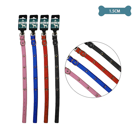 Collar PU con tachuelas de huella Color Aleatorio 1.5cm 12pcs