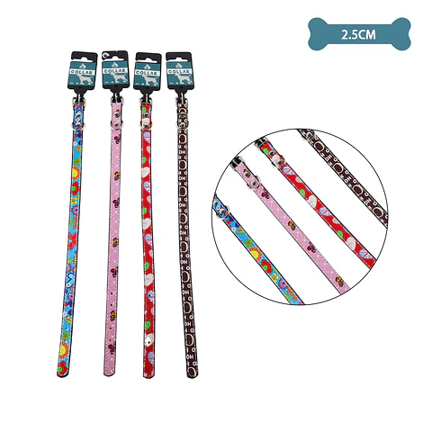 Collar PU con diseño para mascota Color Aleatorio 2.5cm 12pcs