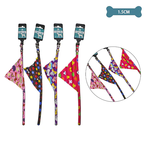 Collar PU con bandana para mascota Color Aleatorio 1.5cm 12pcs