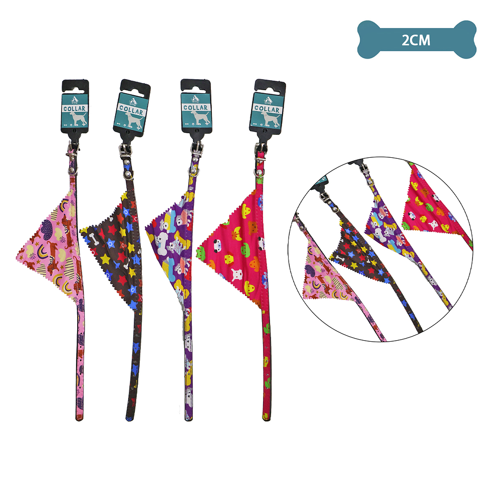 Collar PU con bandana para mascota Color Aleatorio 2.0cm 12pcs