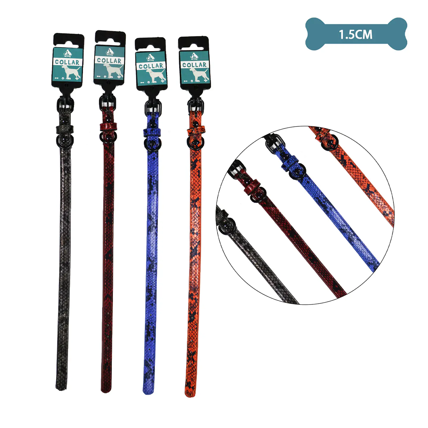 Collar PU para mascota Color Aleatorio 1.5cm 12pcs 1
