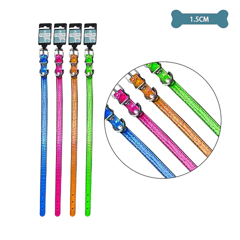 Collar PU para mascota Color Aleatorio 1.5cm 12pcs