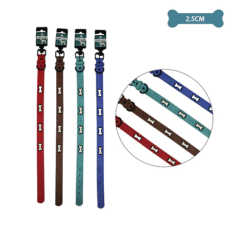 Collar PU con diseño hueso bordado 2.5cm 12pcs