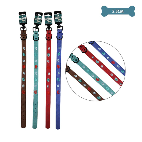 Collar PU con diseño huella bordado 2.5cm 12pcs