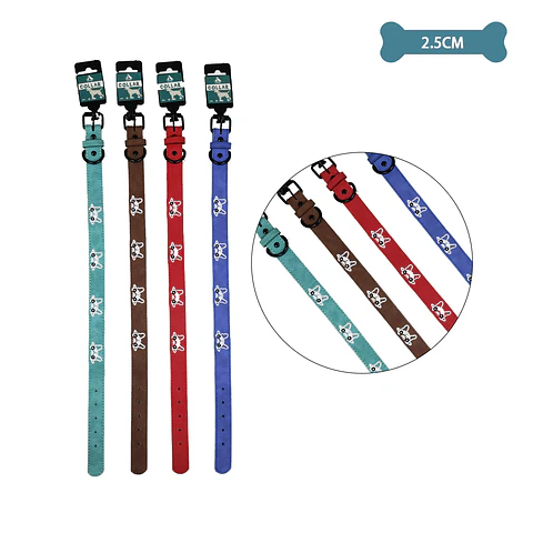 Collar PU con diseño perro bordado 2.5cm 12pcs