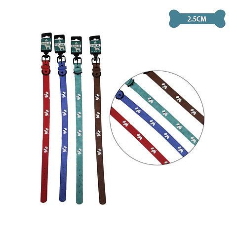 Collar PU con diseño perro bordado 2.5cm 12pcs