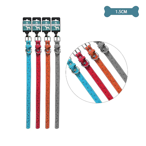 Collar PU con diseño huella de perro Color Aleatorio 1.5cm 12pcs