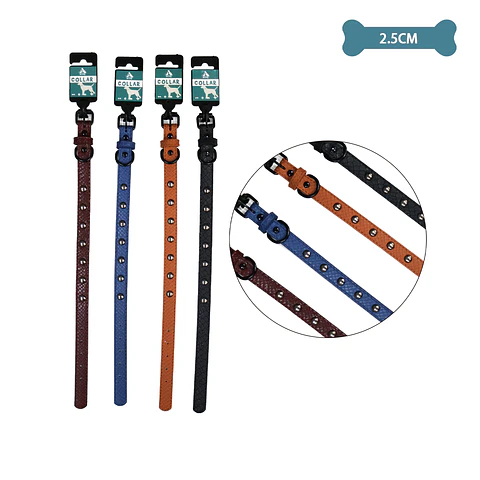 Collar PU con tachuelas Color Aleatorio 2.5cm 12pcs