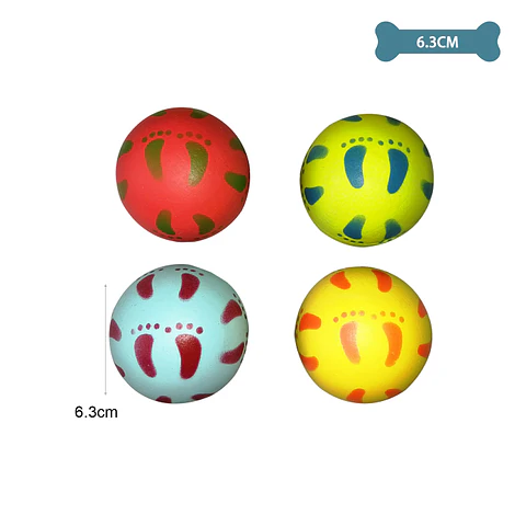 Pelota con diseño de huella para mascotas color aleatorio 6.3cm 