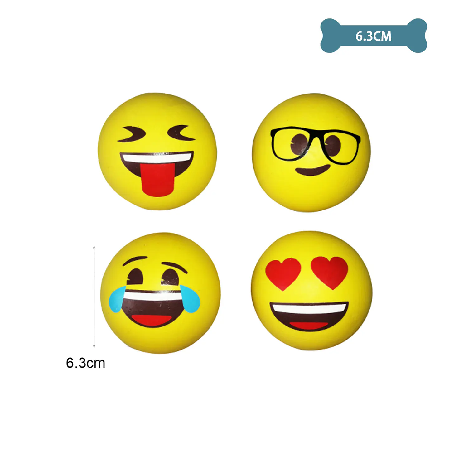 Pelota emoji para mascotas color aleatorio 6.3cm  1