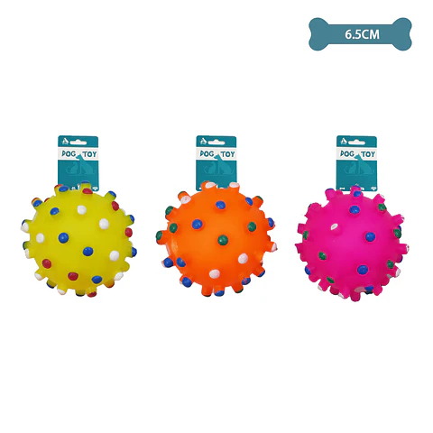 Pelota con puntos para mascotas color aleatorio 6.5cm
