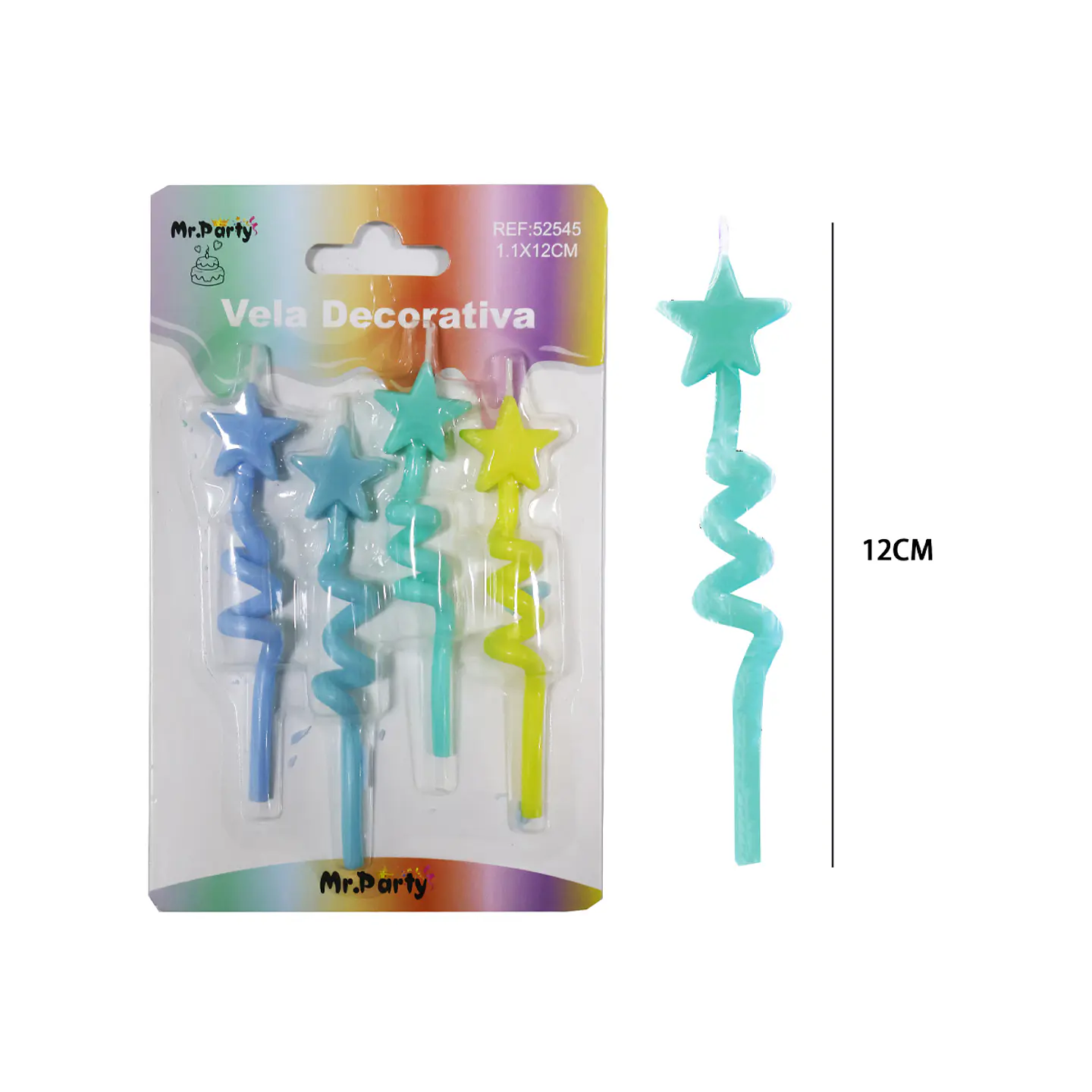 Velas espiral de estrella 12cm 4pcs 1