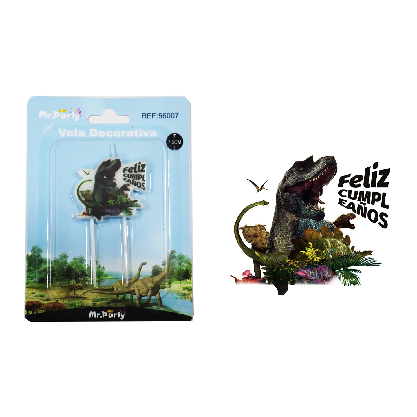 Vela de feliz cumpleaños con dinosaurio 7.5cm 1