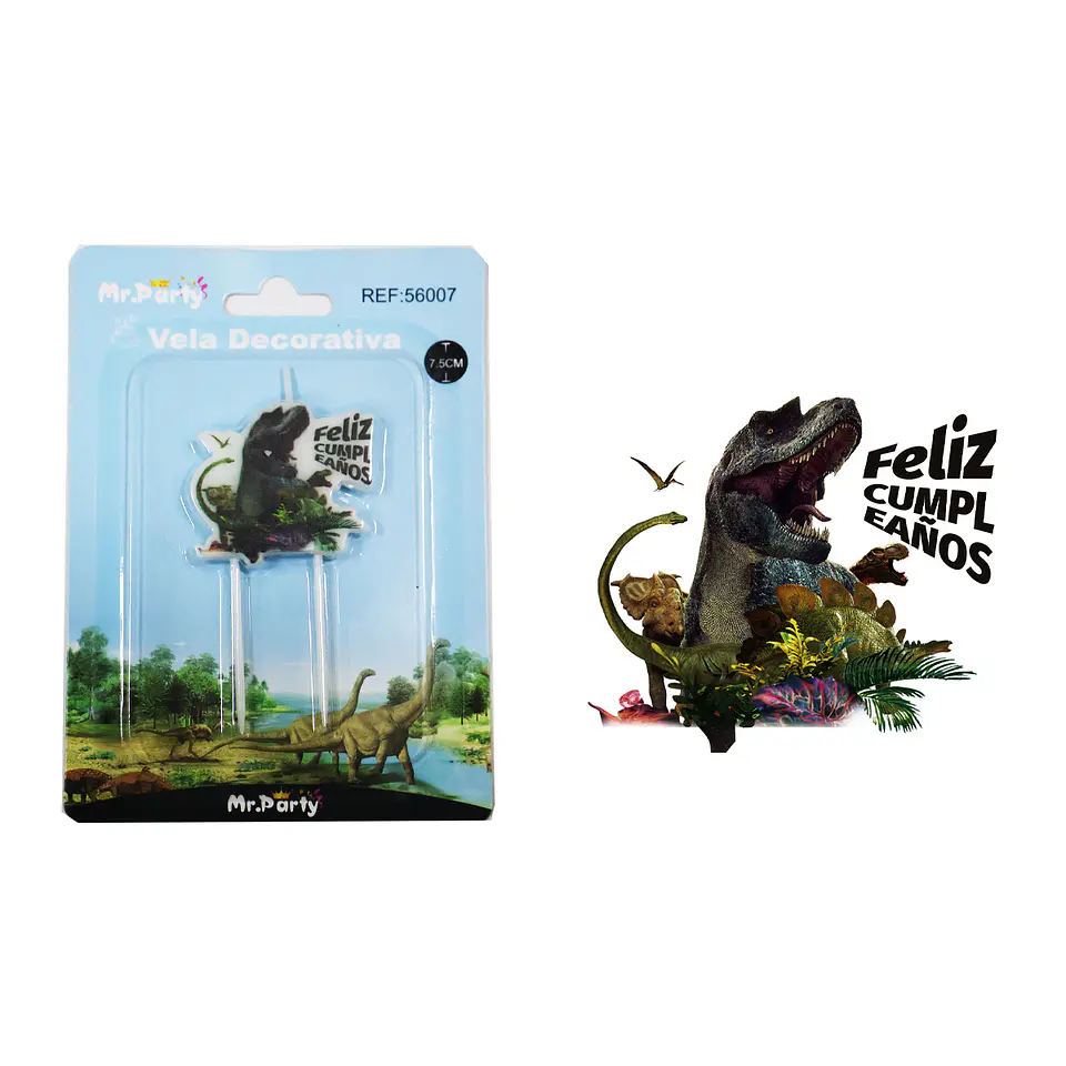 Vela de feliz cumpleaños con dinosaurio 7.5cm 1