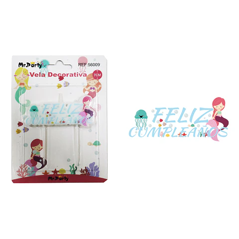 Vela de feliz cumpleaños con sirena 7cm