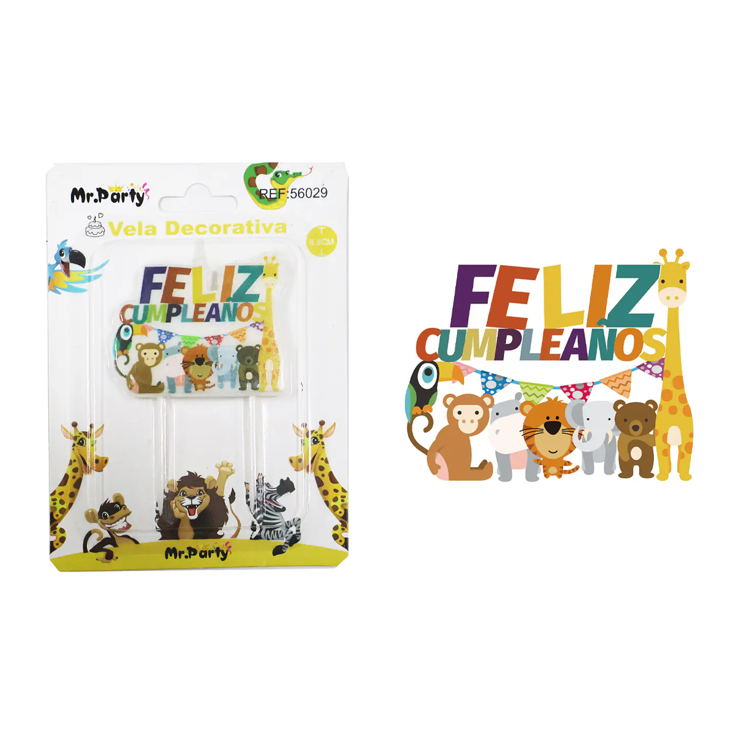 Vela de feliz cumpleaños con animales 8.5cm 1