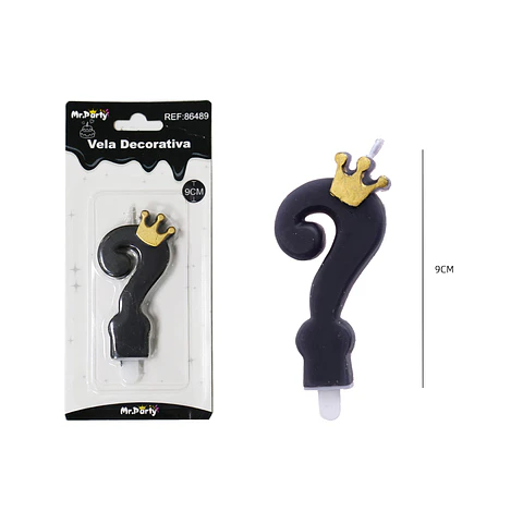 Vela negro de signo ? con corona 9.5cm