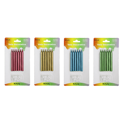 Velas metálico color aleatorio 0.7*8cm 6pcs