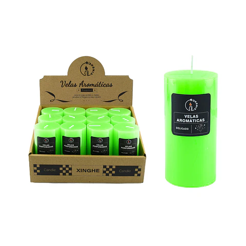 Vela aromática cilíndrica verde 5*10cm