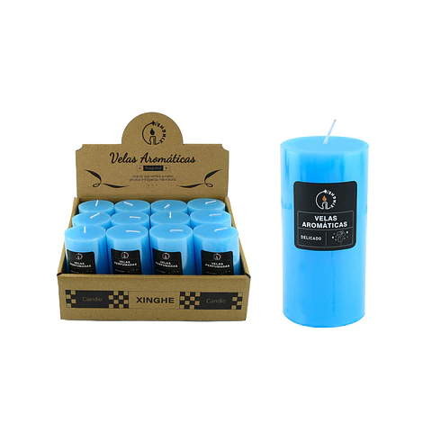 Vela aromática cilíndrica azul 5*10cm