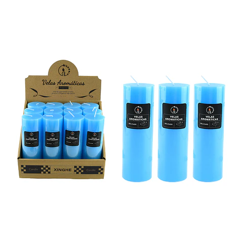 Vela aromática cilíndrica azul 5*15cm