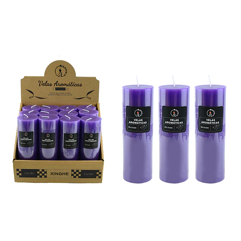 Vela aromática cilíndrica morado 5*15cm
