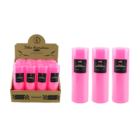 Vela aromática cilíndrica rosado 5*15cm