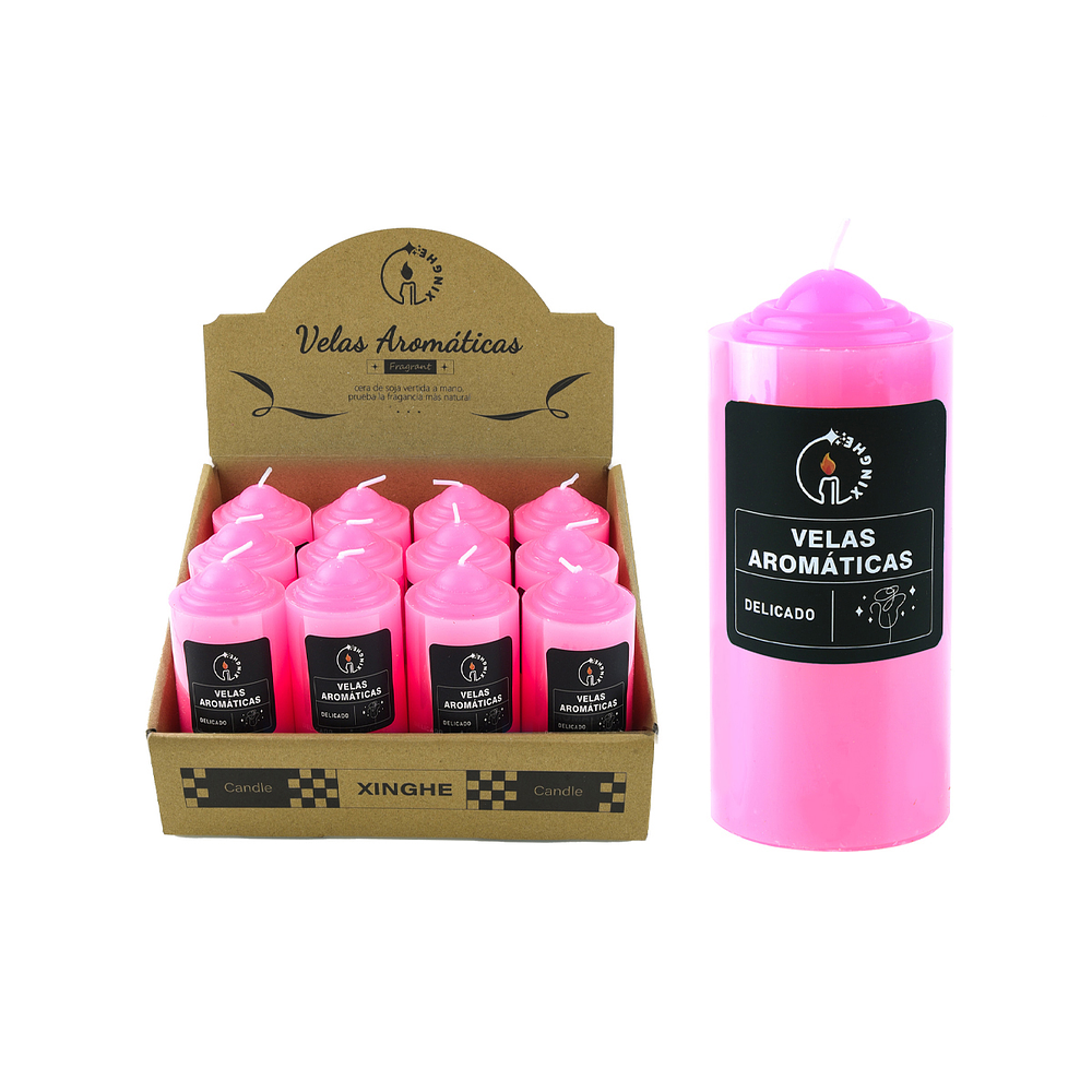 Vela aromática pilar rosado 5.4*12cm 205g