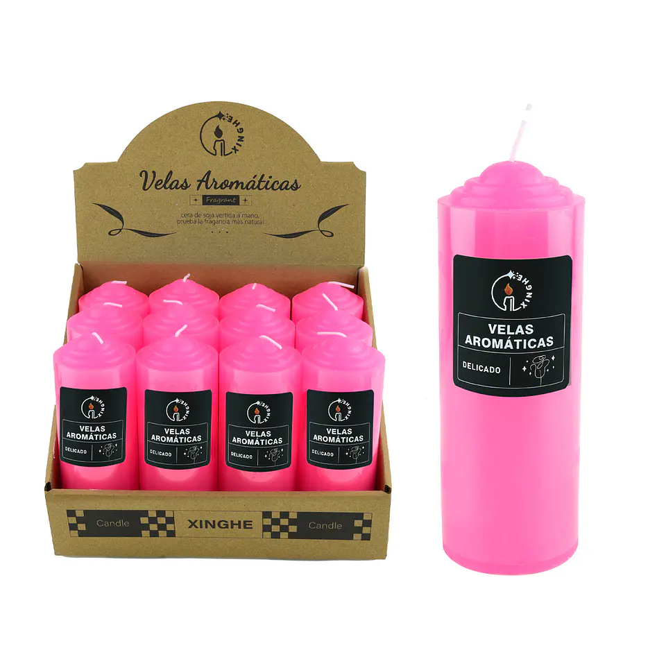 Vela aromática pilar rosado 5.7*15cm 300g 1