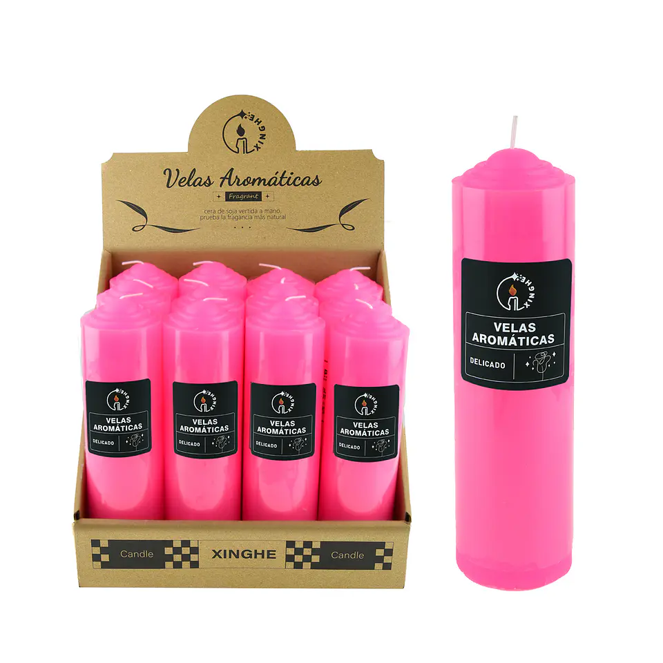 Vela aromática pilar rosado 6*20cm 410g 1