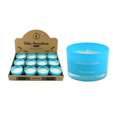 Vela aromática en vaso azul 5*7.3cm