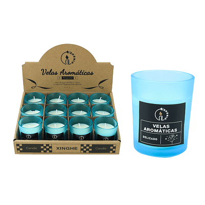 Vela aromática en vaso azul 5*6.3cm